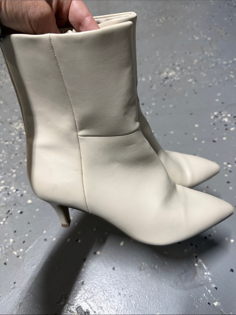 Dolce Vita Cream Pointed Toe Mid-Calf Heeled Boots - Picture 4 of 8